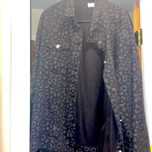 Black mud pie denim leopard jacket
